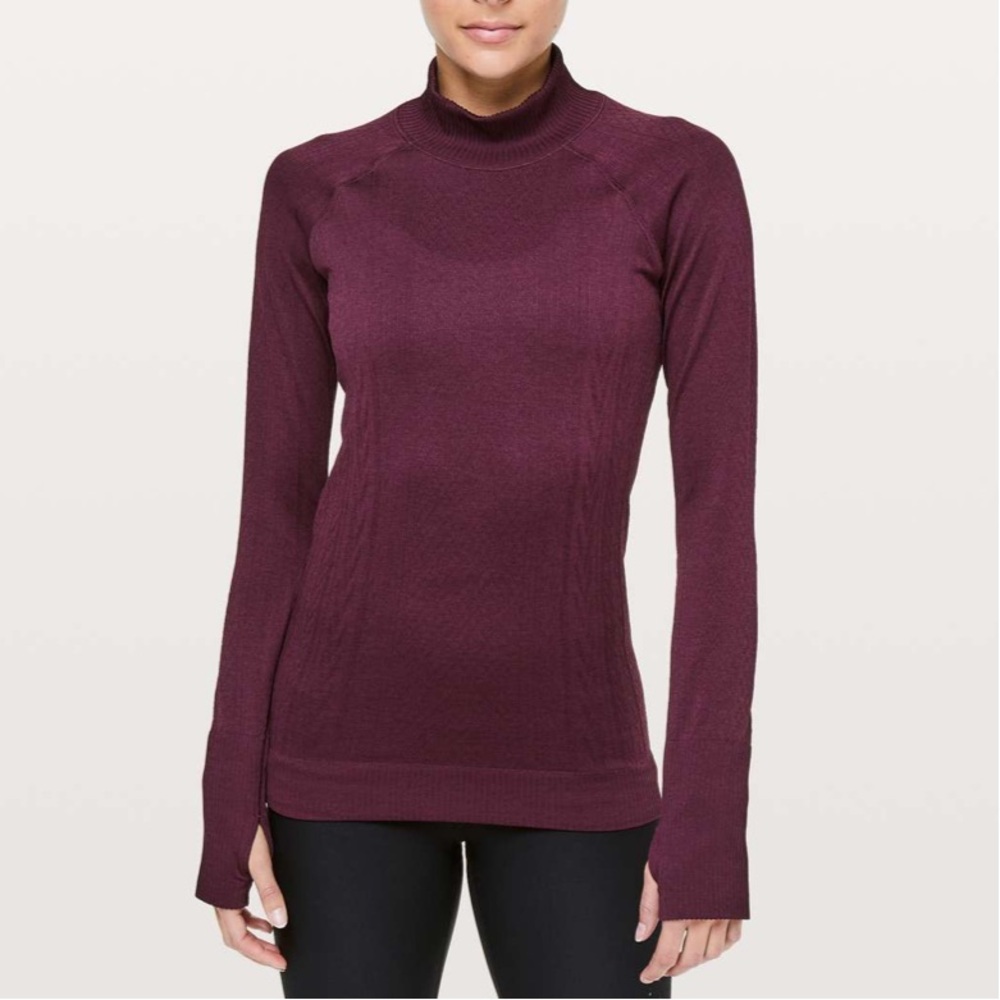 Lululemon Rest Less Mock Neck, Dark Adobe color, size 4